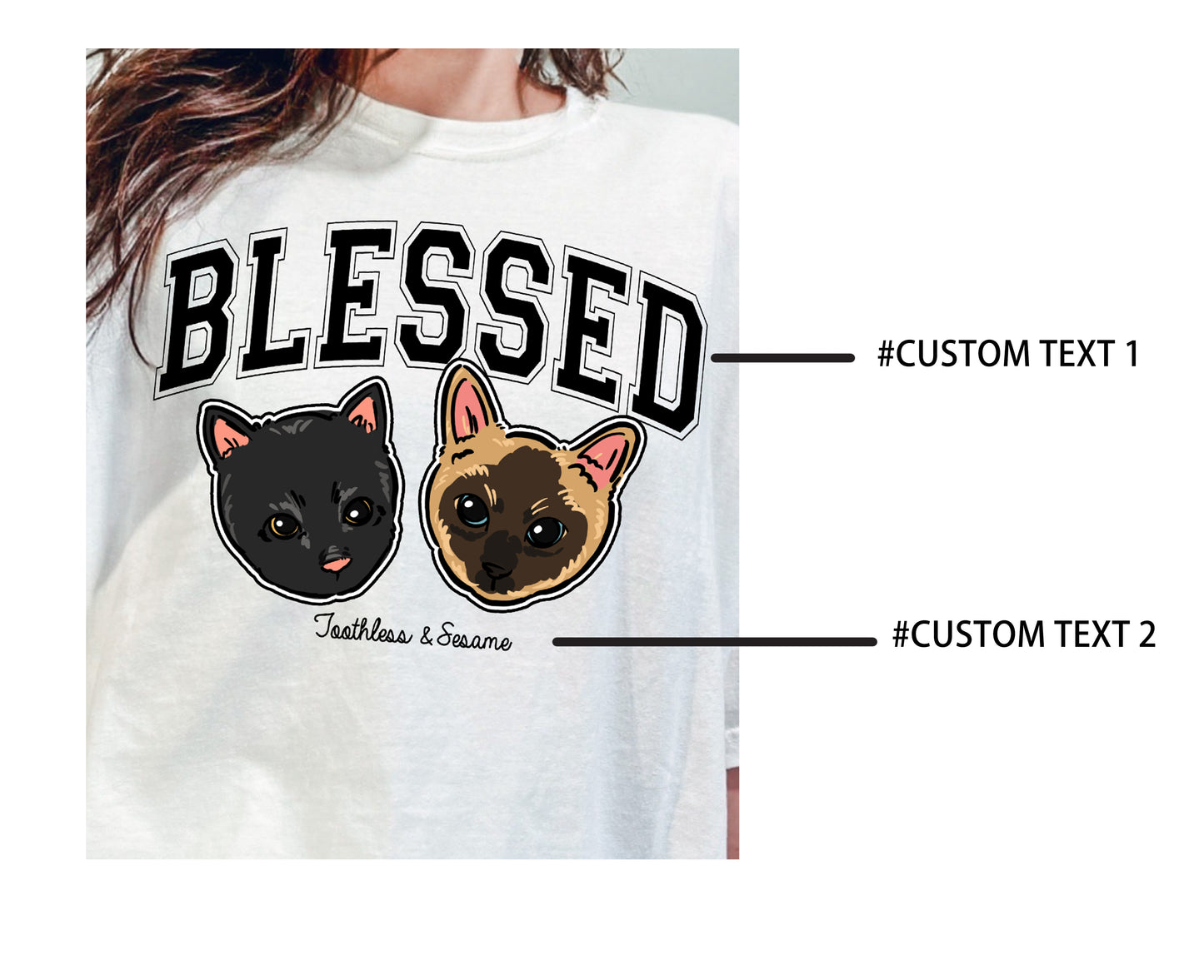 Customized pet portraits T-shirt, cartoon graphic portrait