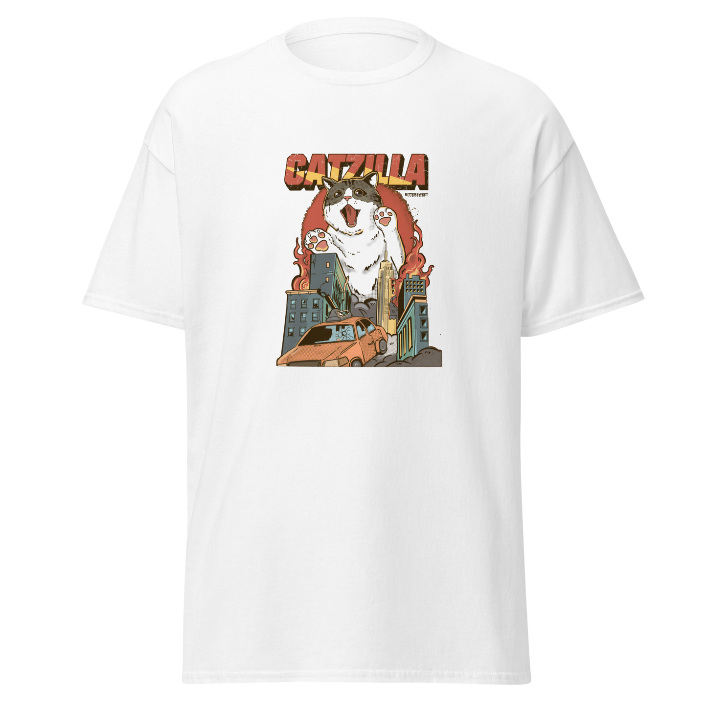Catzilla Cat graphic tee heavy weight,funny cat graphic tees*