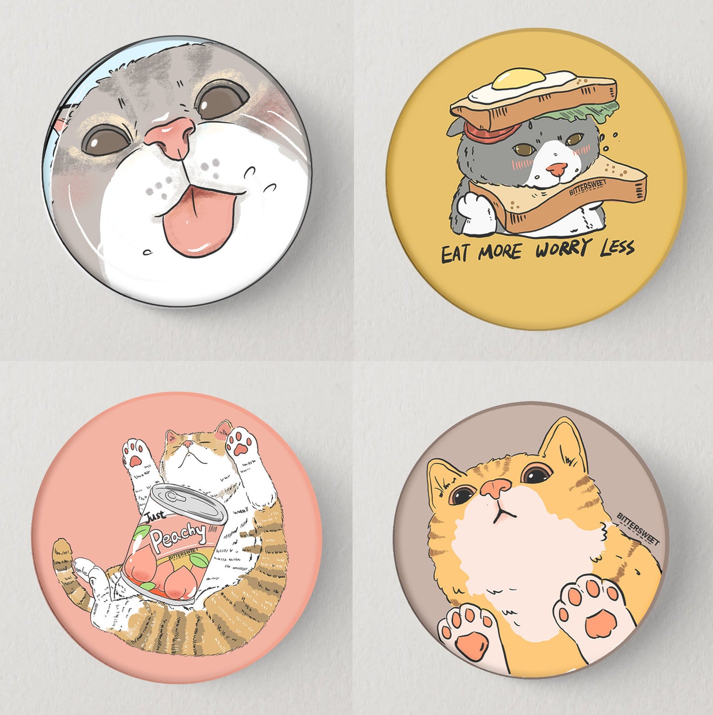 Peachy Cat graphic magnet button