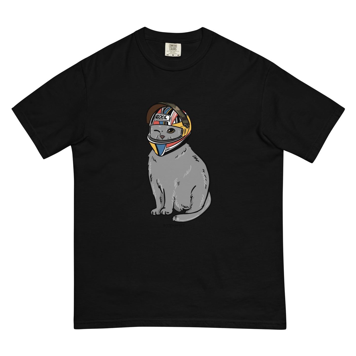 Motocycle cat funny heavyweight graphic t-shirt