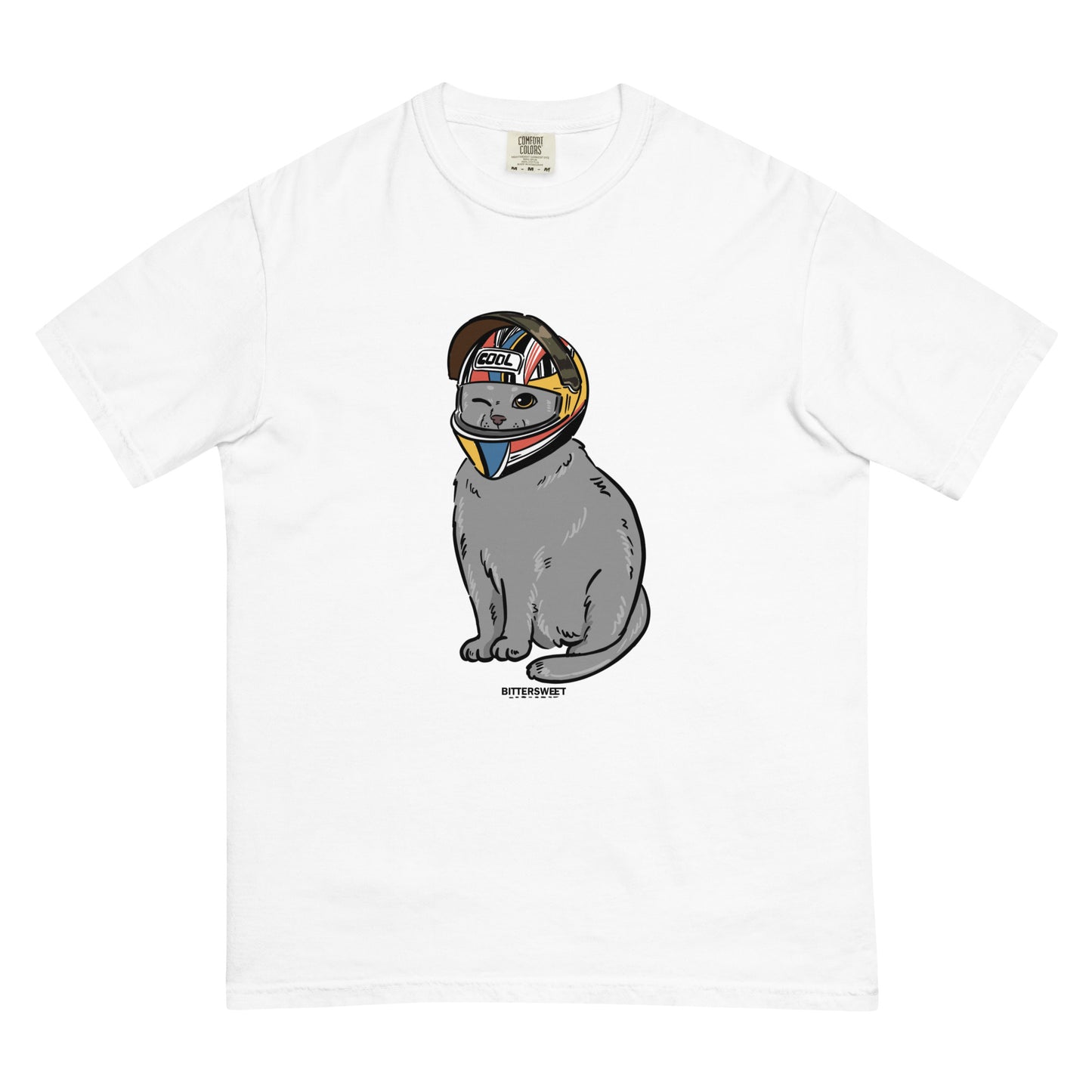 Motocycle cat funny heavyweight graphic t-shirt