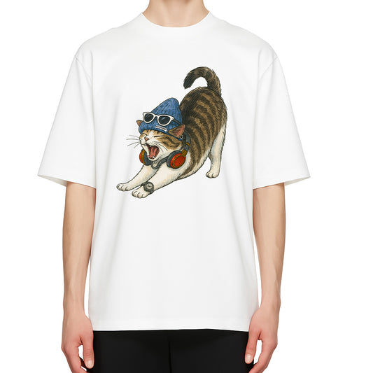 Cat roaring graphic Tees, printed graphic t shirt
