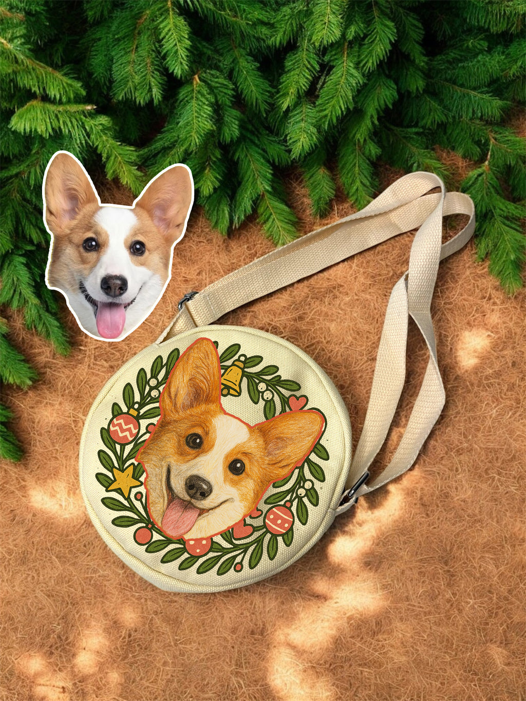 Personalized cat portrait canvas tote – handmade Christmas pet gift by Bittersweet Illustration