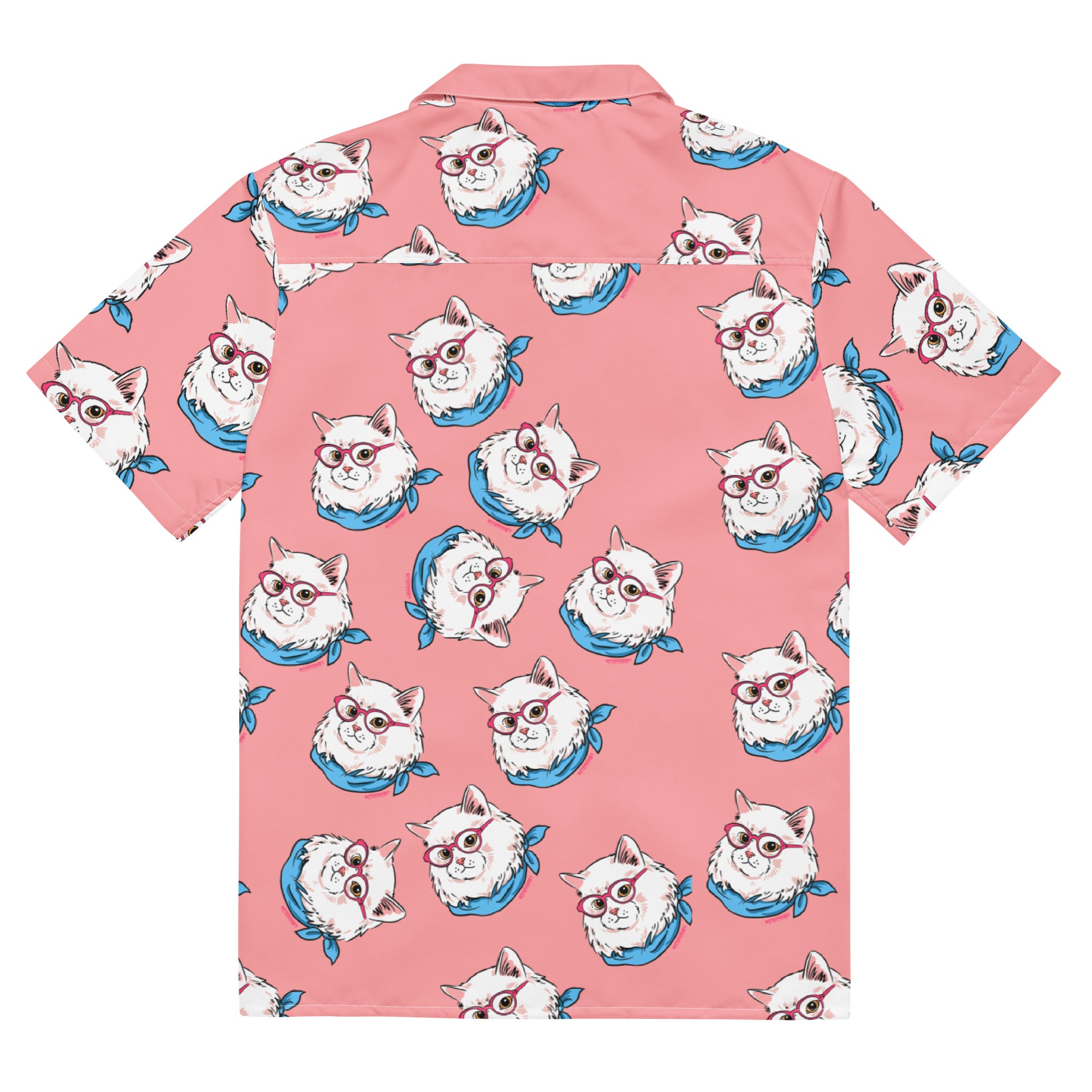 Pink  Hawaiian shirt, Cat printed Hawaiian shirt