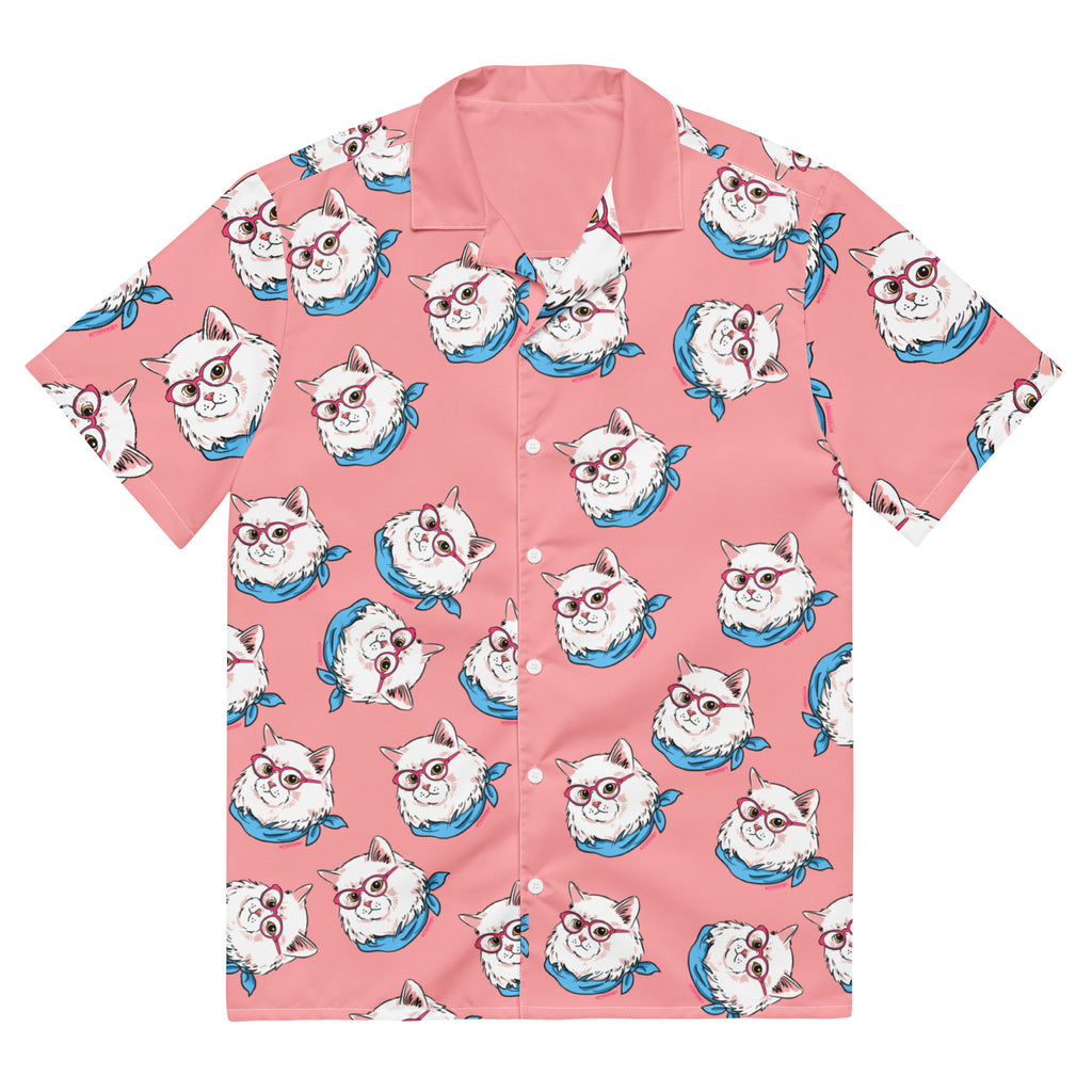 Pink  Hawaiian shirt, Cat printed Hawaiian shirt
