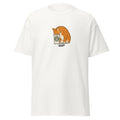 Cat graphic printed coffee tee in white – front view