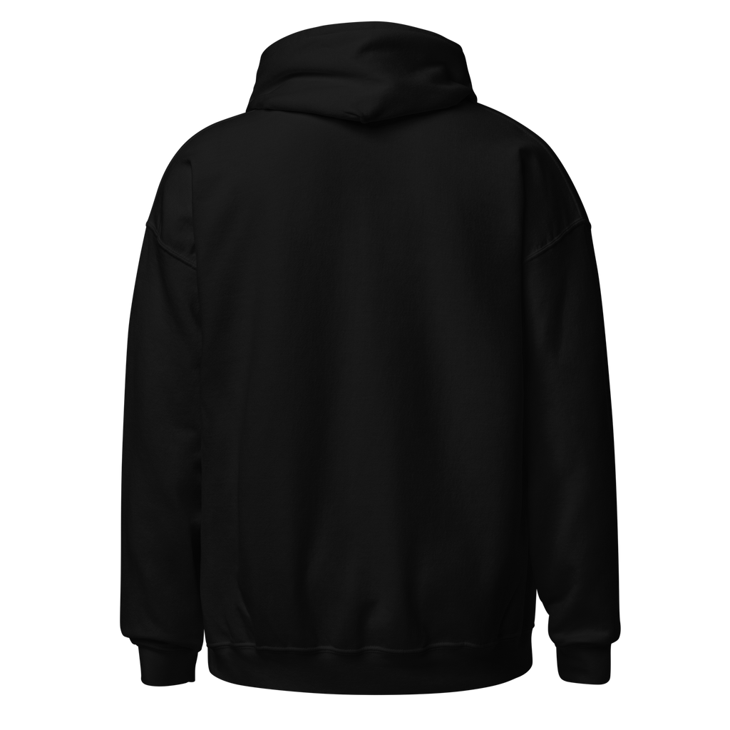 Back view of black cat gaming hoodie – Bittersweet Illustration