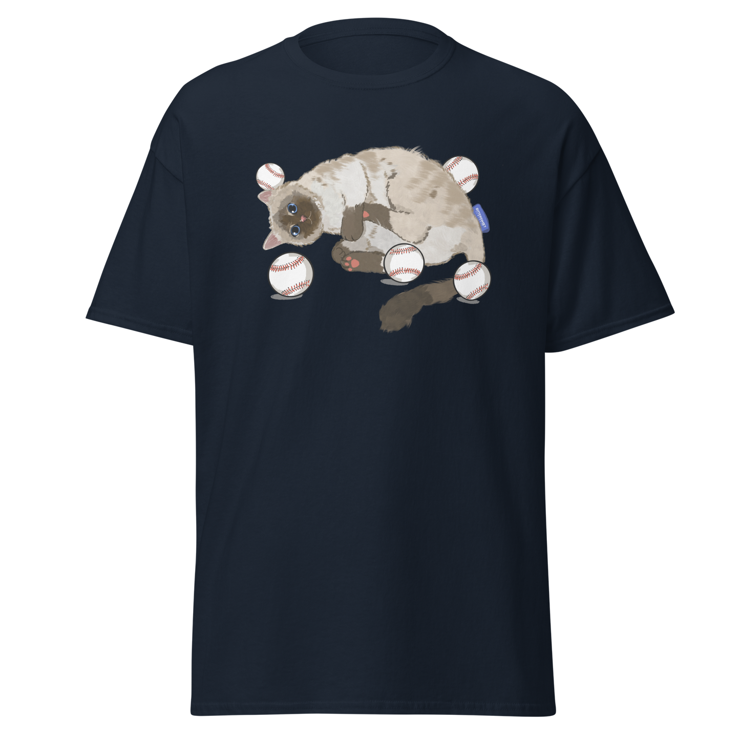 Cat Baseball Club Graphic Tee – unisex vintage baseball t-shirt in soft cotton by Bittersweet Illustration