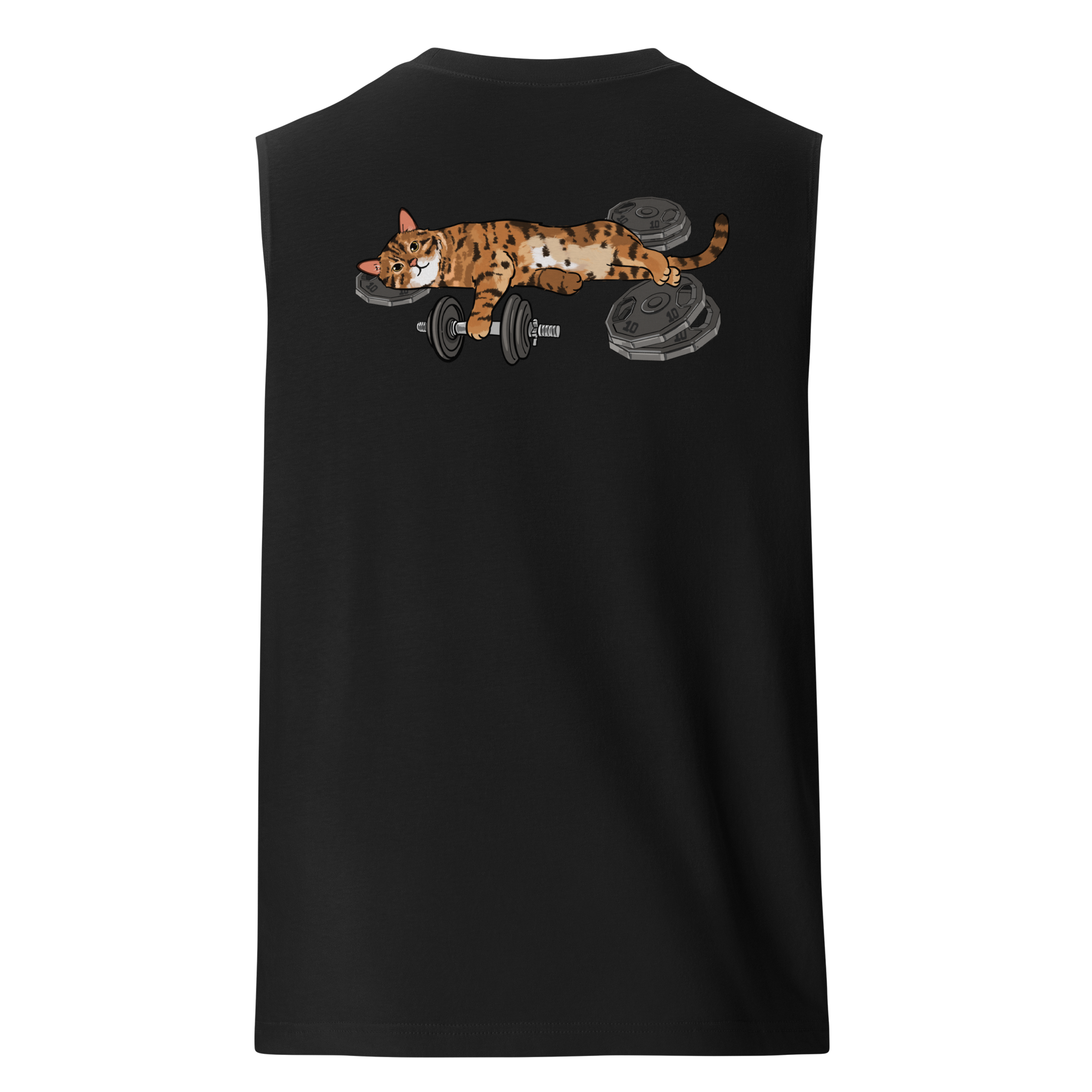 back view cat gym muscle sport tank in black