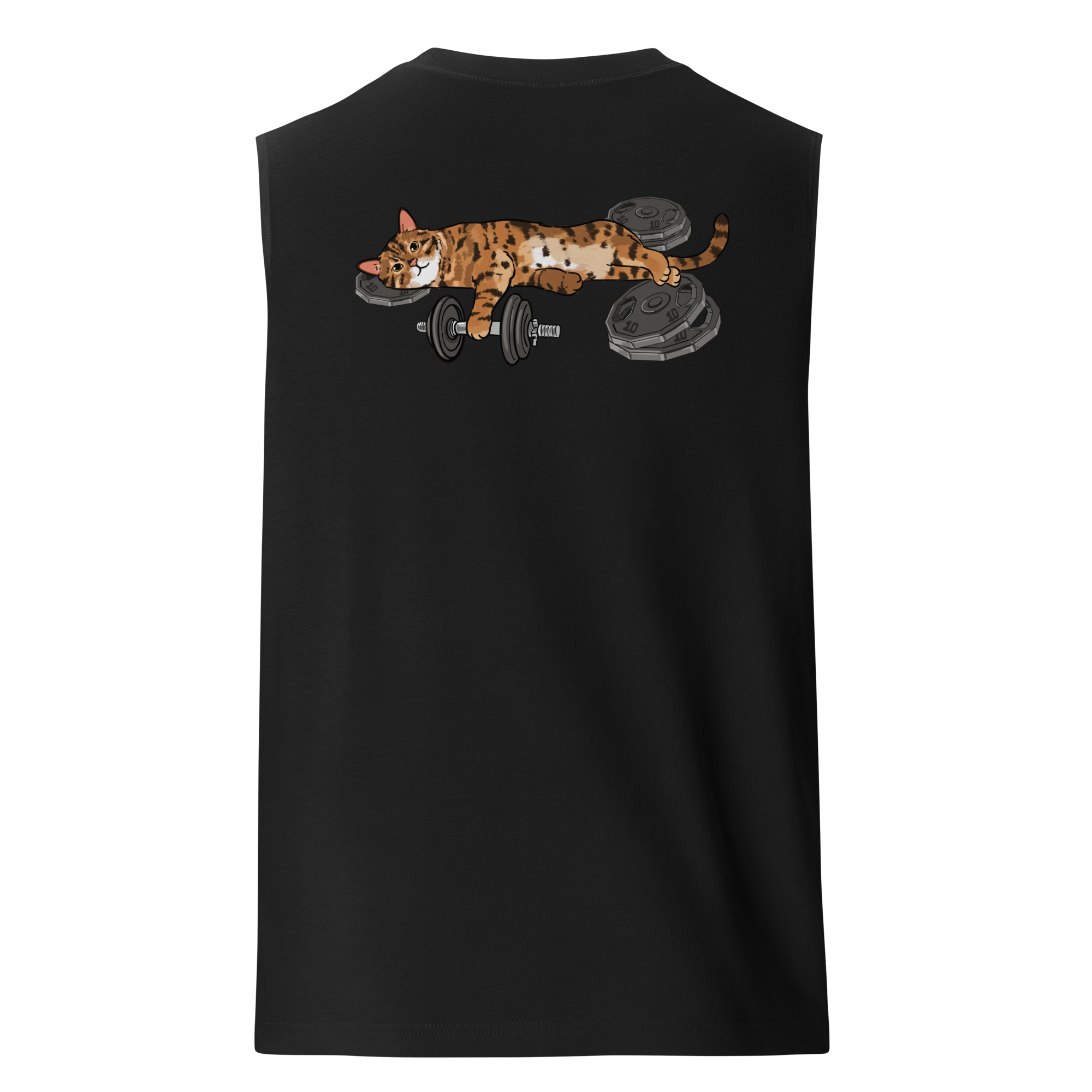 back view cat gym muscle sport tank in black