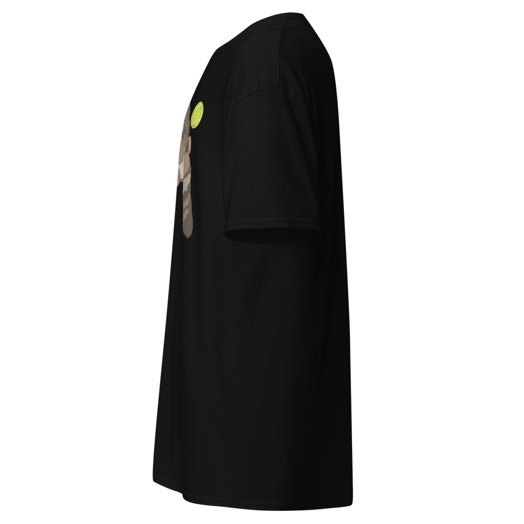 black color cat tennis printed tee — casual sport look