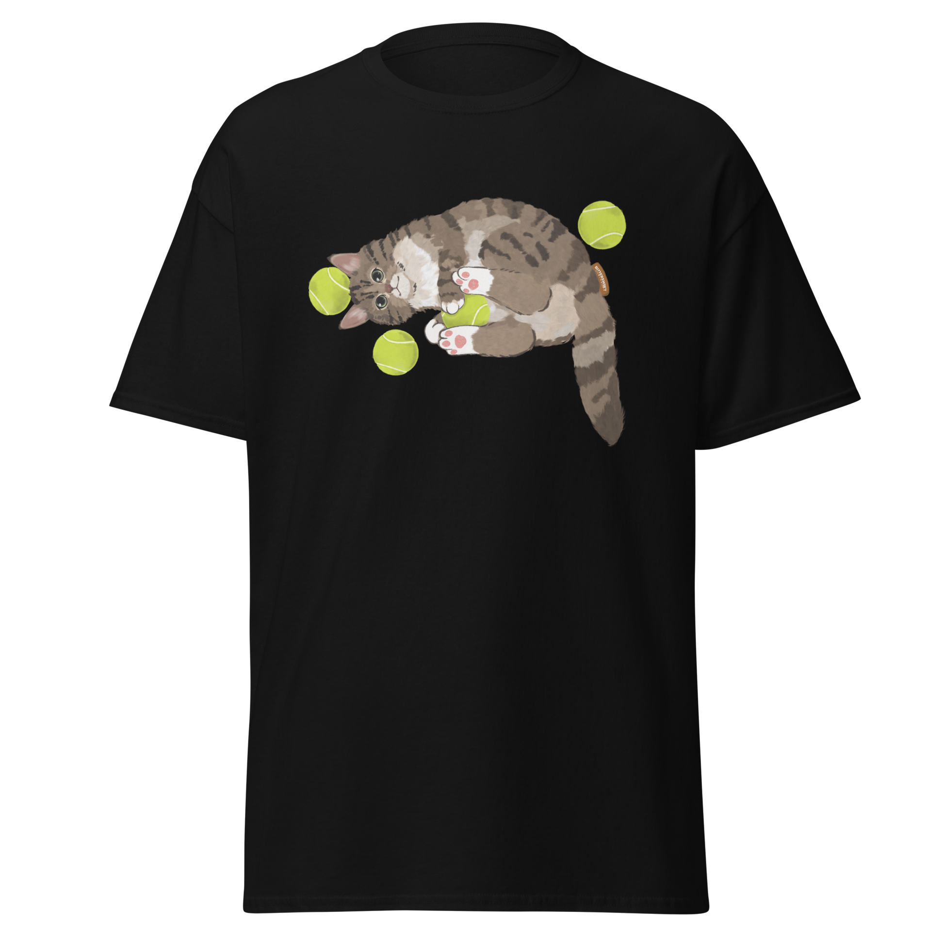 Left side view black cat sport graphic tee