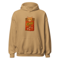 Funny cat graphic printed hoodie by Bittersweet Illustration – unisex heavy cotton streetwear style in beige.
