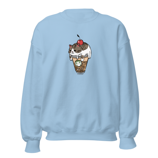 Baby blue Coffee Day sweatshirt flat lay — Bittersweet Illustration