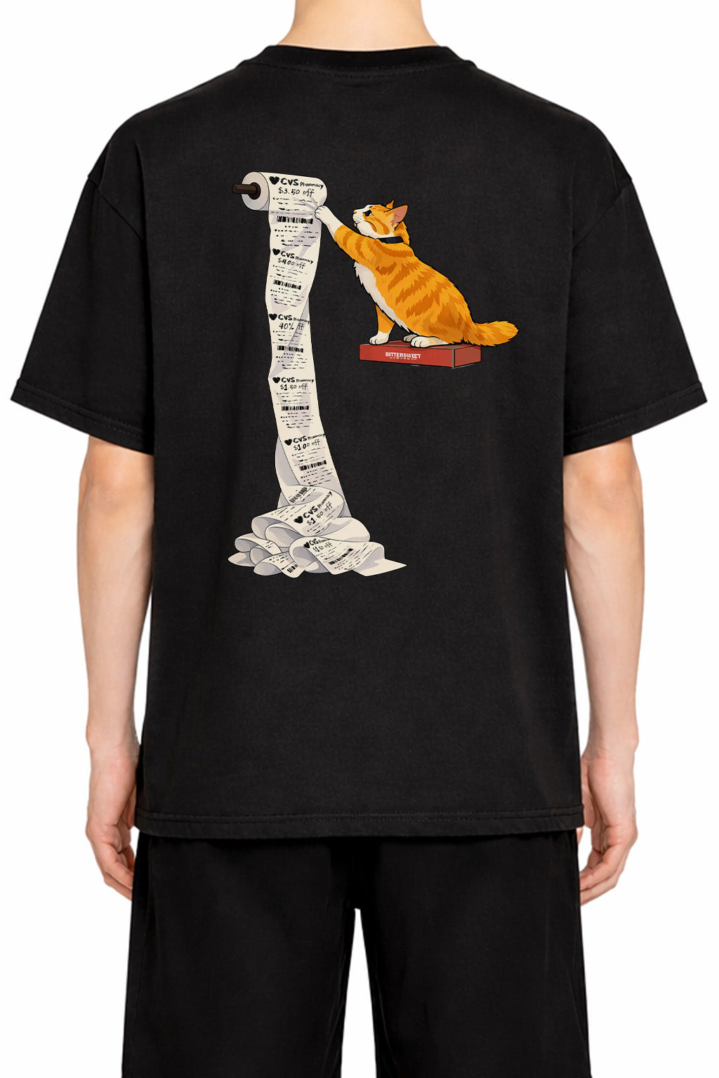 Unisex Funny Cat Graphic Tee – Orange Cat Limited edition CVS receipt paper roll funny tees