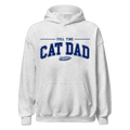 Gray hoodie with 'Full Time Cat Dad' text on a white background