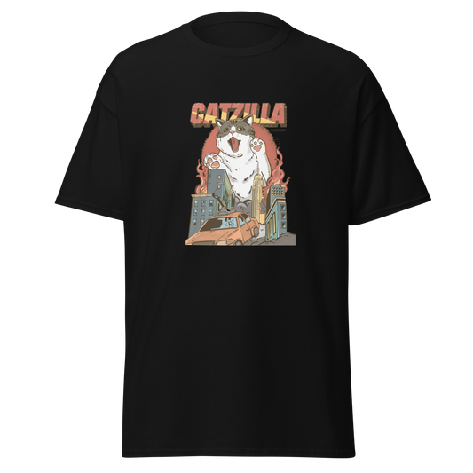 Catzilla Cat graphic tee heavy weight，funny cat graphic tees