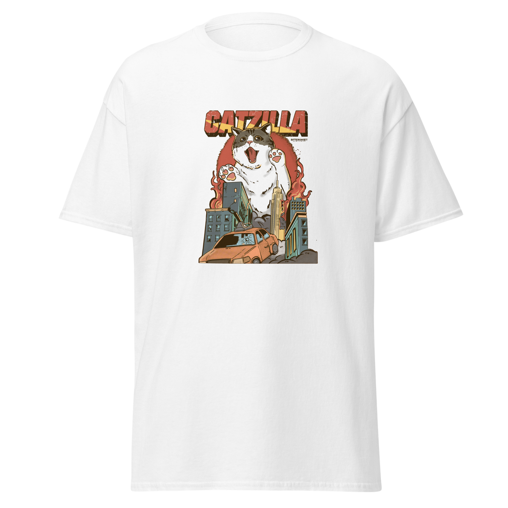 Catzilla Cat graphic tee heavy weight，funny cat graphic tees