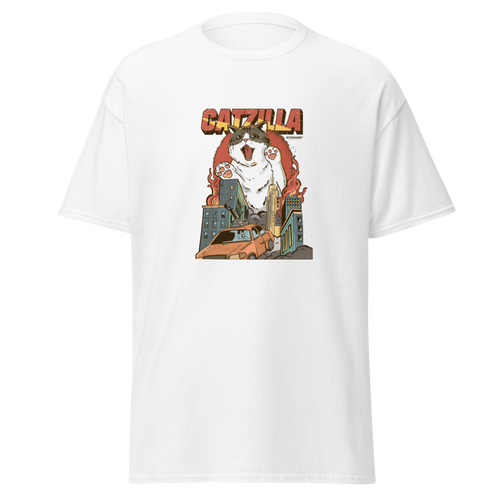 Catzilla Cat graphic tee heavy weight，funny cat graphic tees