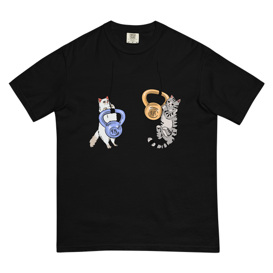Kettlebell Gym T shirt, Heavyweight, Cat funny T shirt, Cat graphic Tees