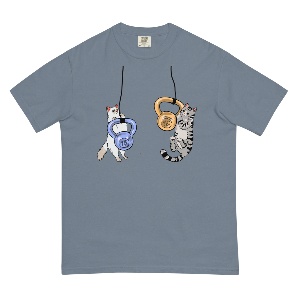 Kettlebell Gym T shirt, Heavyweight, Cat funny T shirt, Cat graphic Tees