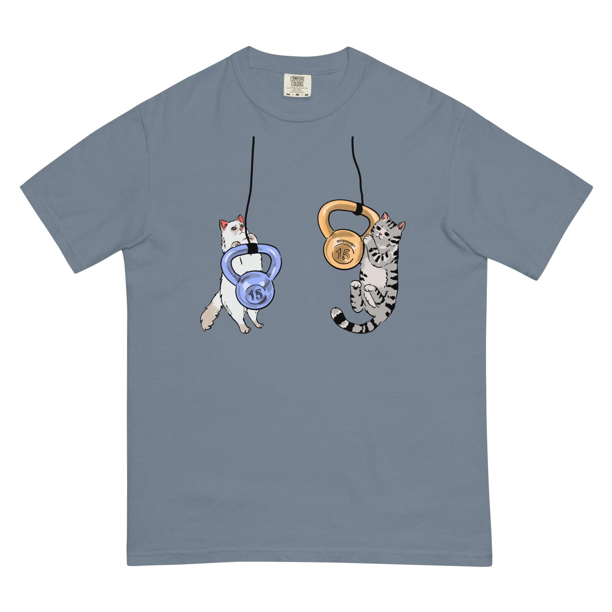 Kettlebell Gym T shirt, Heavyweight, Cat funny T shirt, Cat graphic Tees