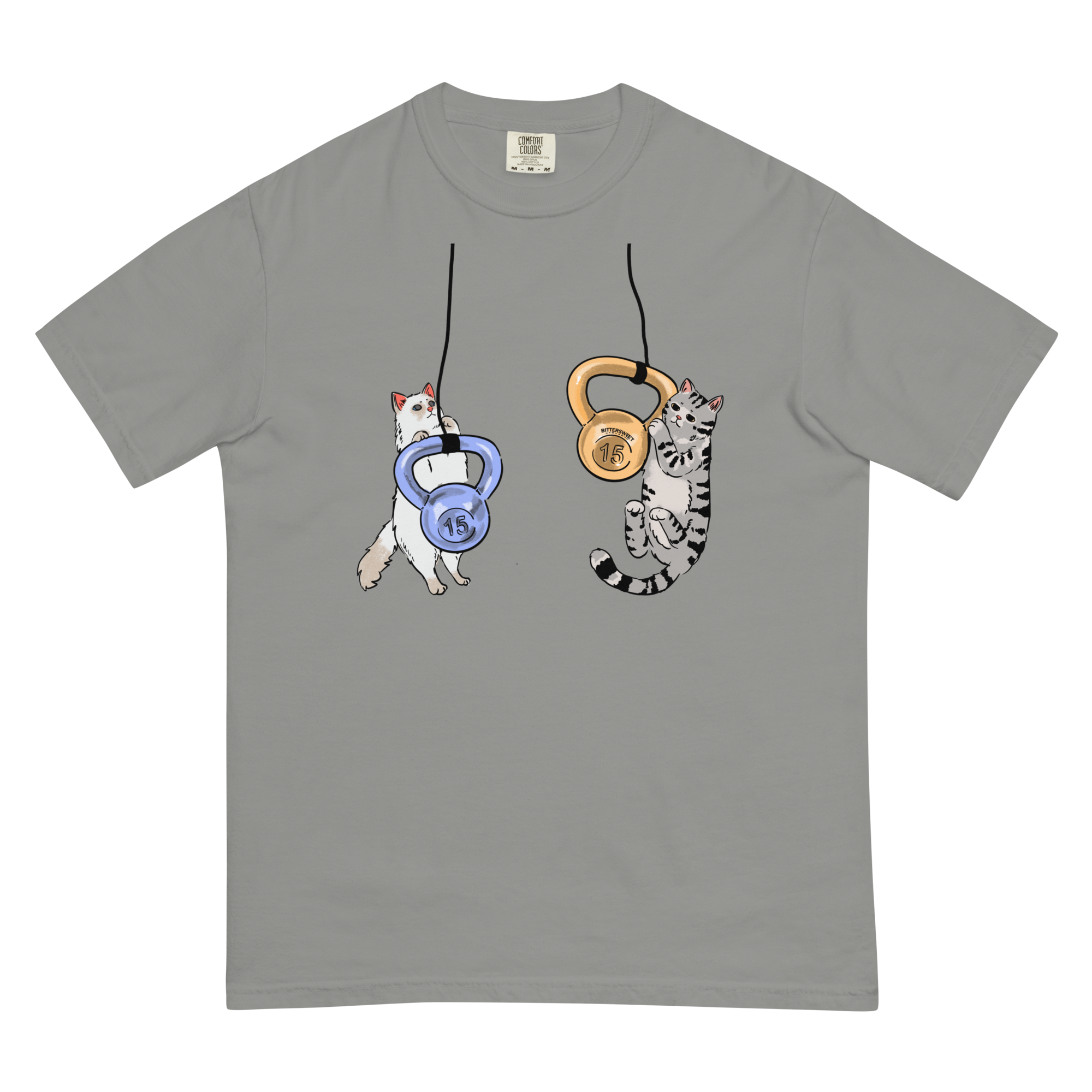 Kettlebell Gym T shirt, Heavyweight, Cat funny T shirt, Cat graphic Tees