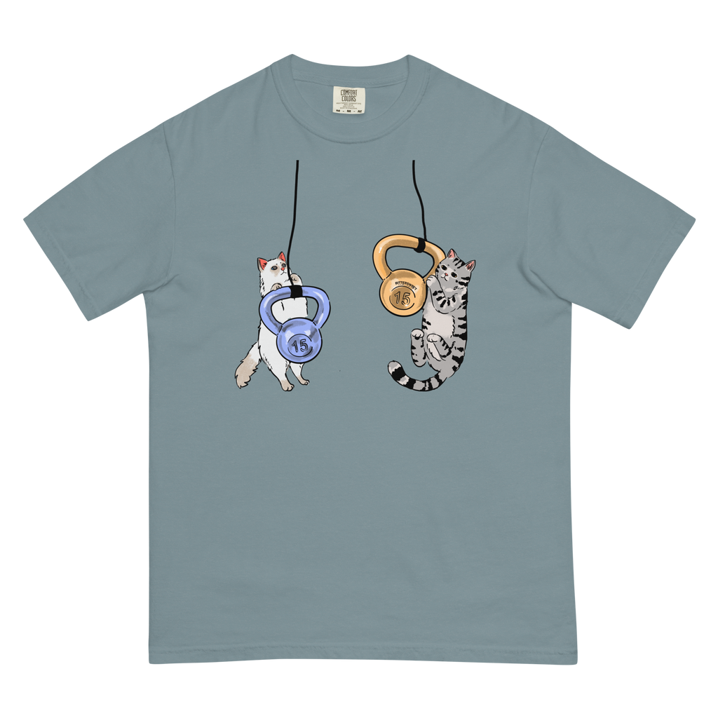 Kettlebell Gym T shirt, Heavyweight, Cat funny T shirt, Cat graphic Tees