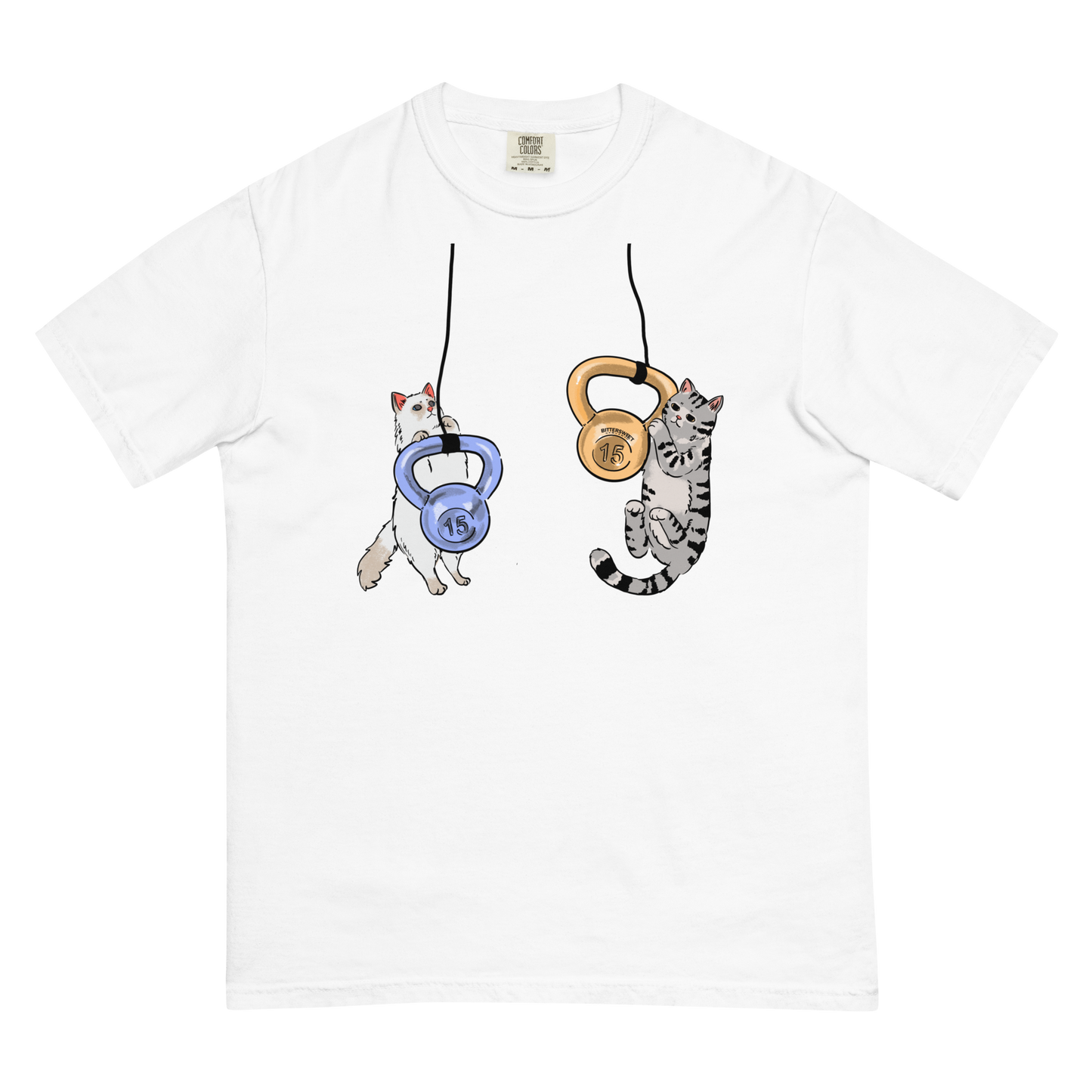 Kettlebell Gym T shirt, Heavyweight, Cat funny T shirt, Cat graphic Tees