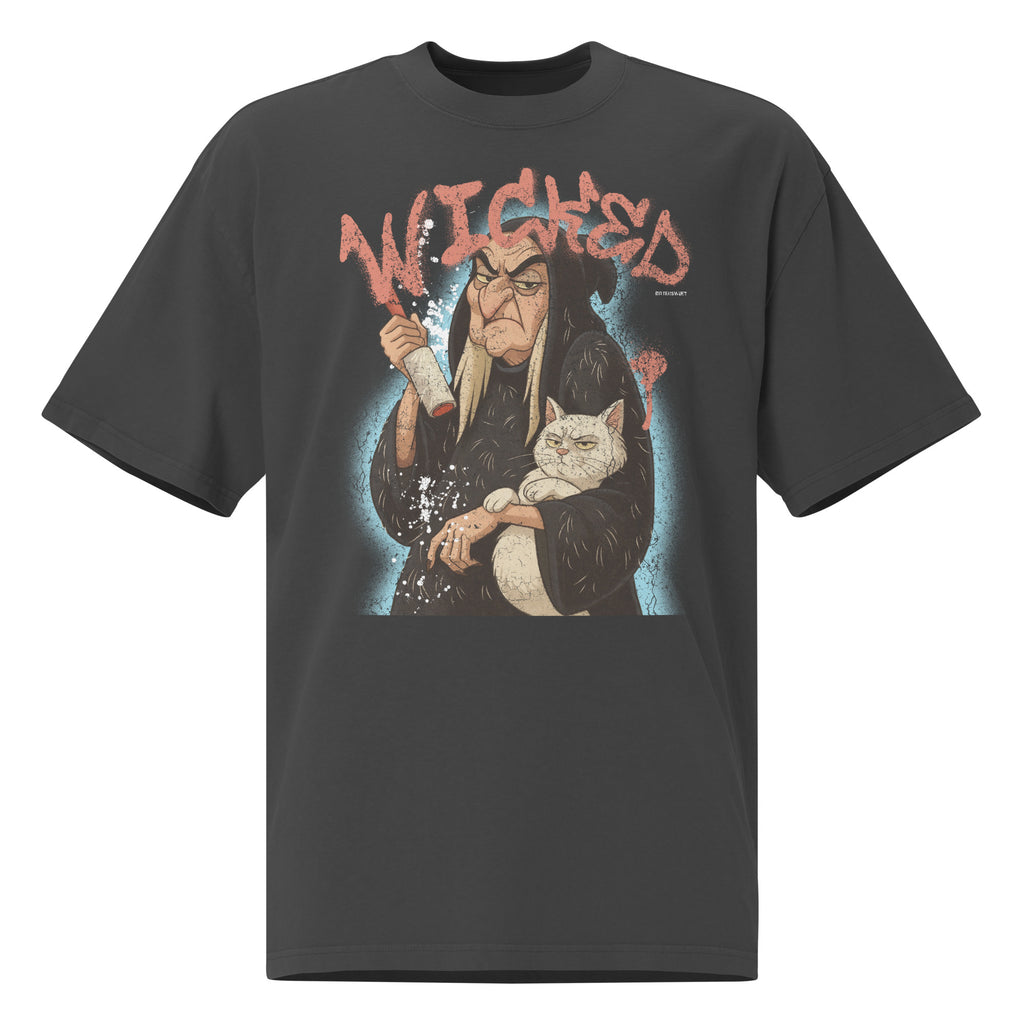 Unisex Wicked Witch Cat Halloween Oversized Graphic Tee