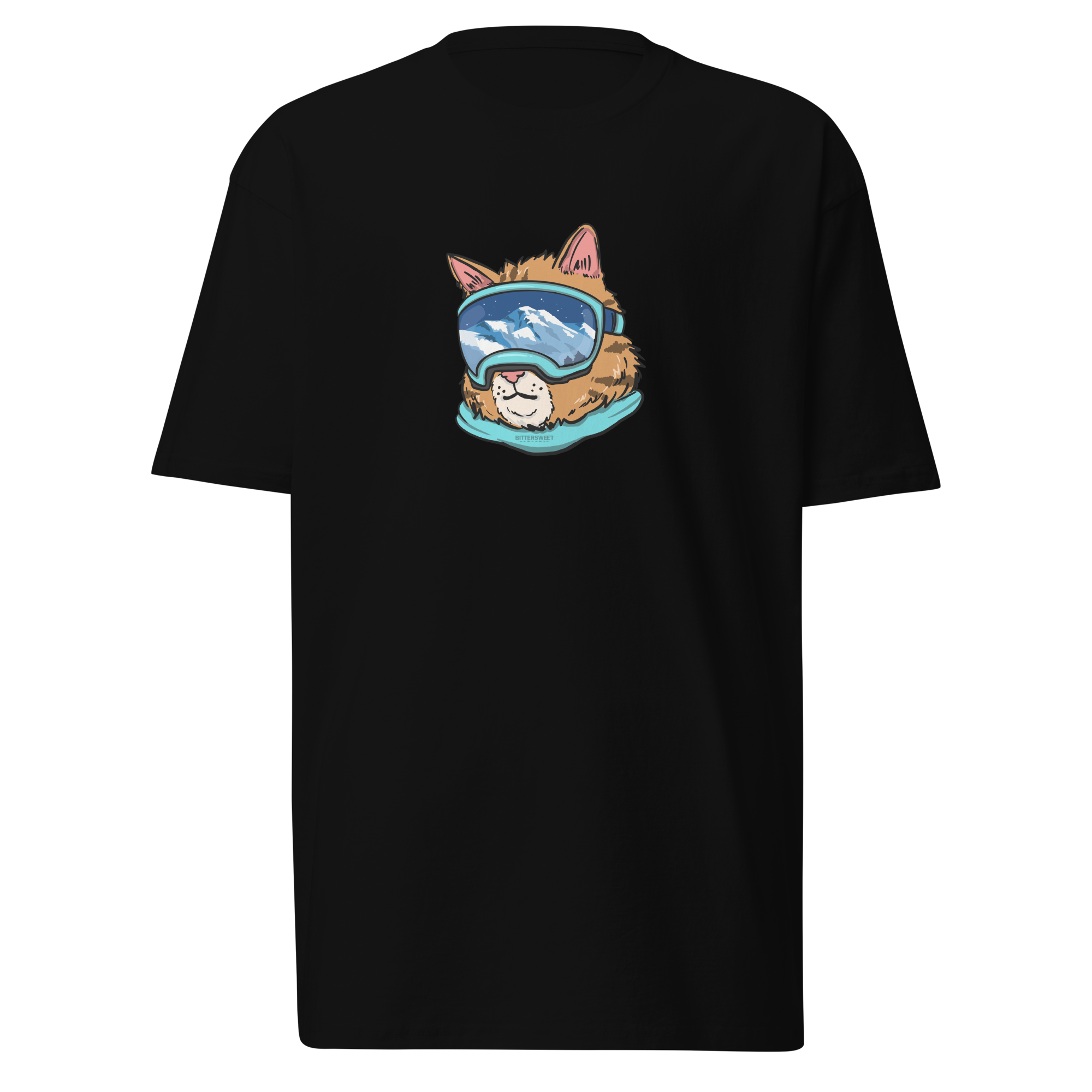 Snow ski heavy weight，funny cat graphic tees*