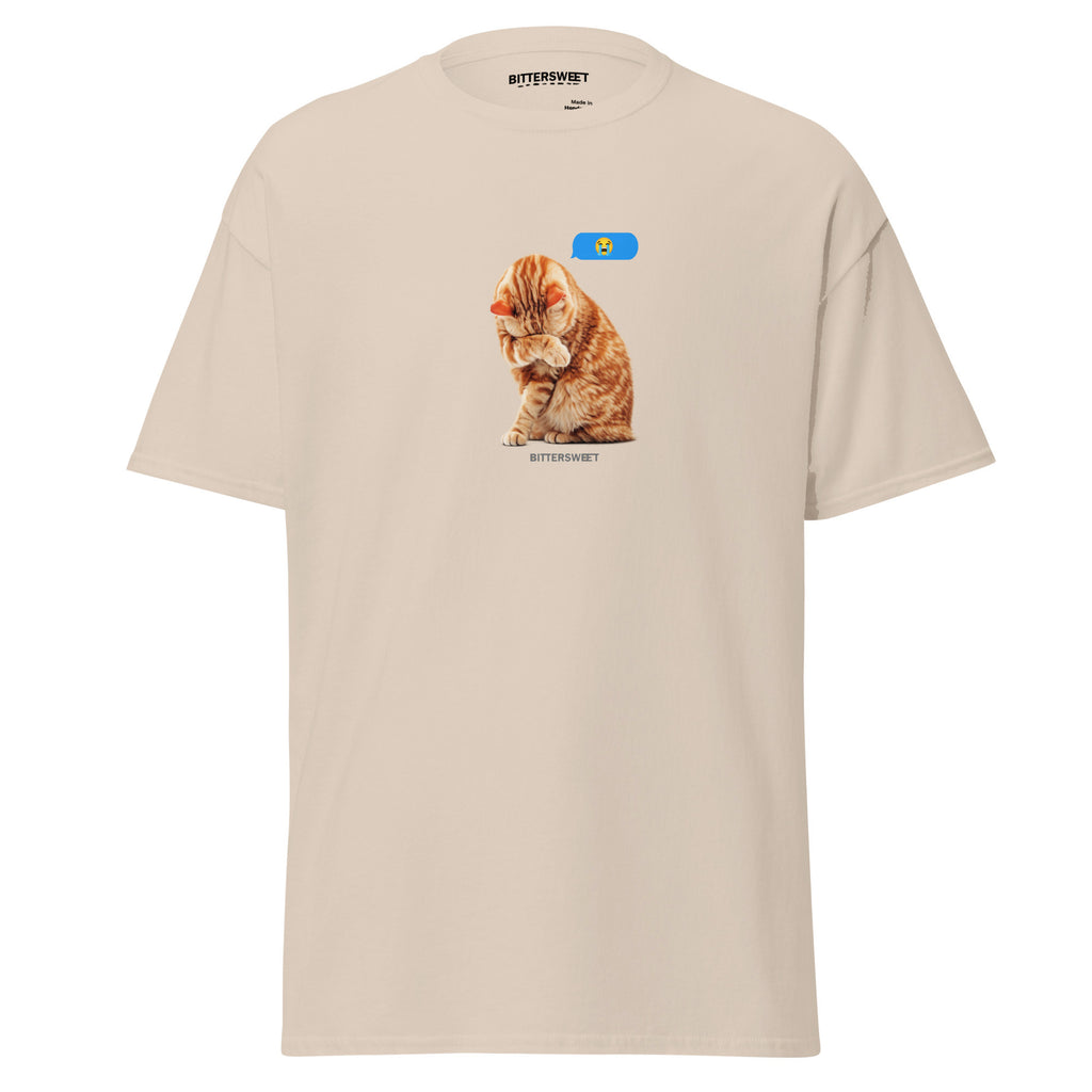 Orange Cat Crying Emoji Unisex Heavy Cotton Graphic T-Shirt