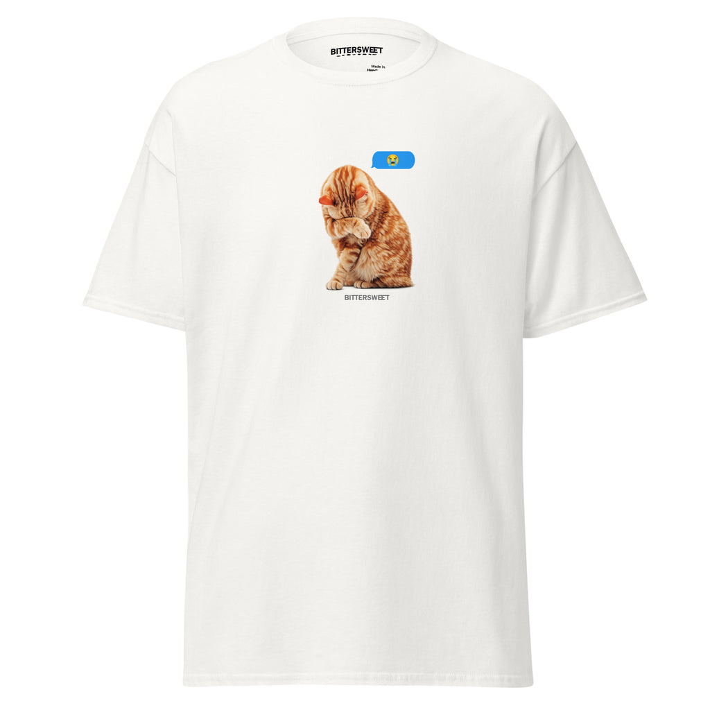 Orange Cat Crying Emoji Unisex Heavy Cotton Graphic T-Shirt