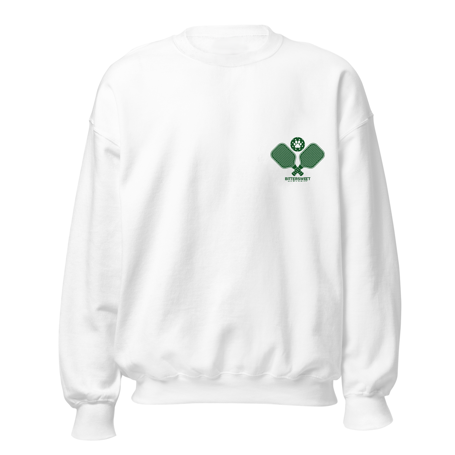 Back view of Pickleball Cat Sweatshirt – white heavyweight crewneck