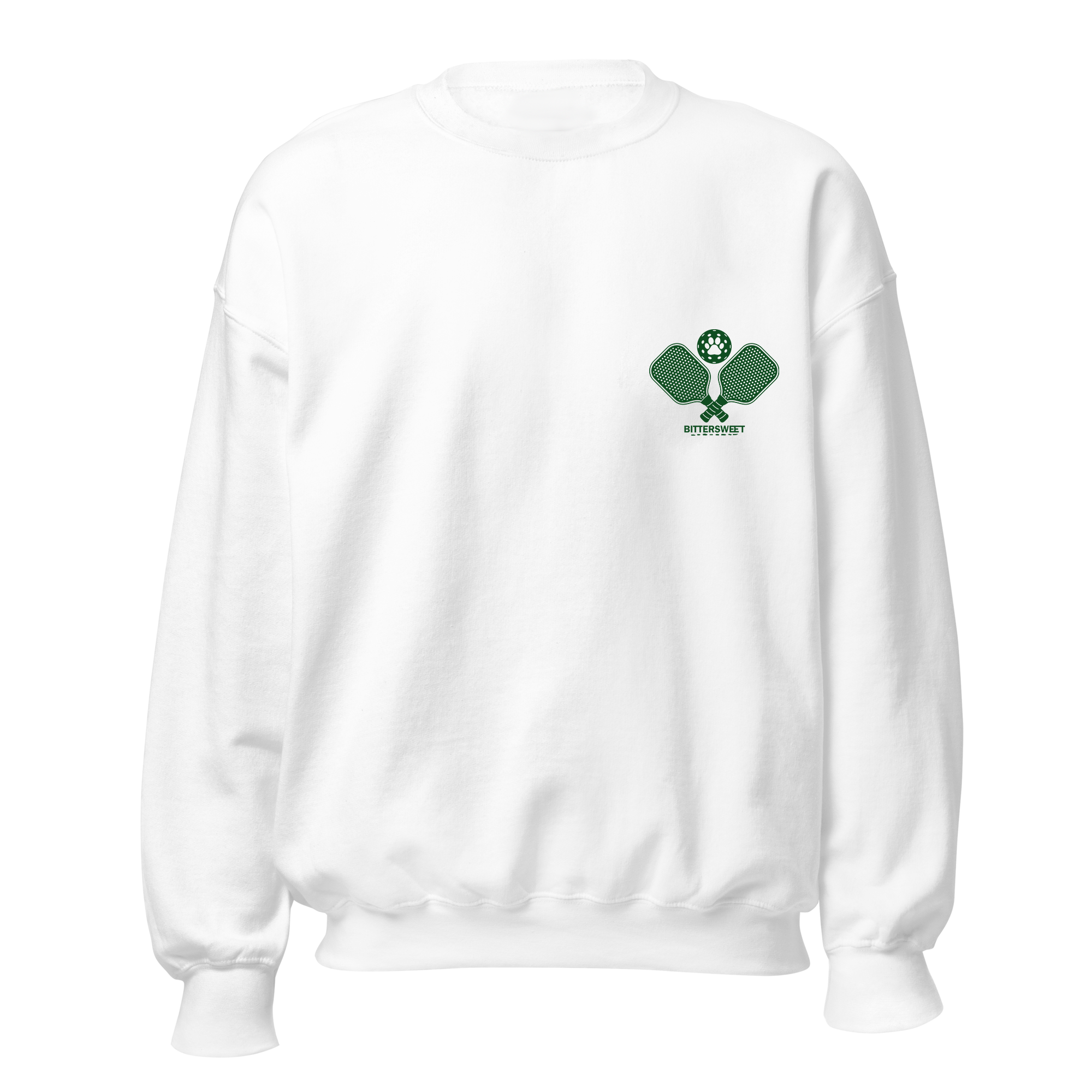 Back view of Pickleball Cat Sweatshirt – white heavyweight crewneck