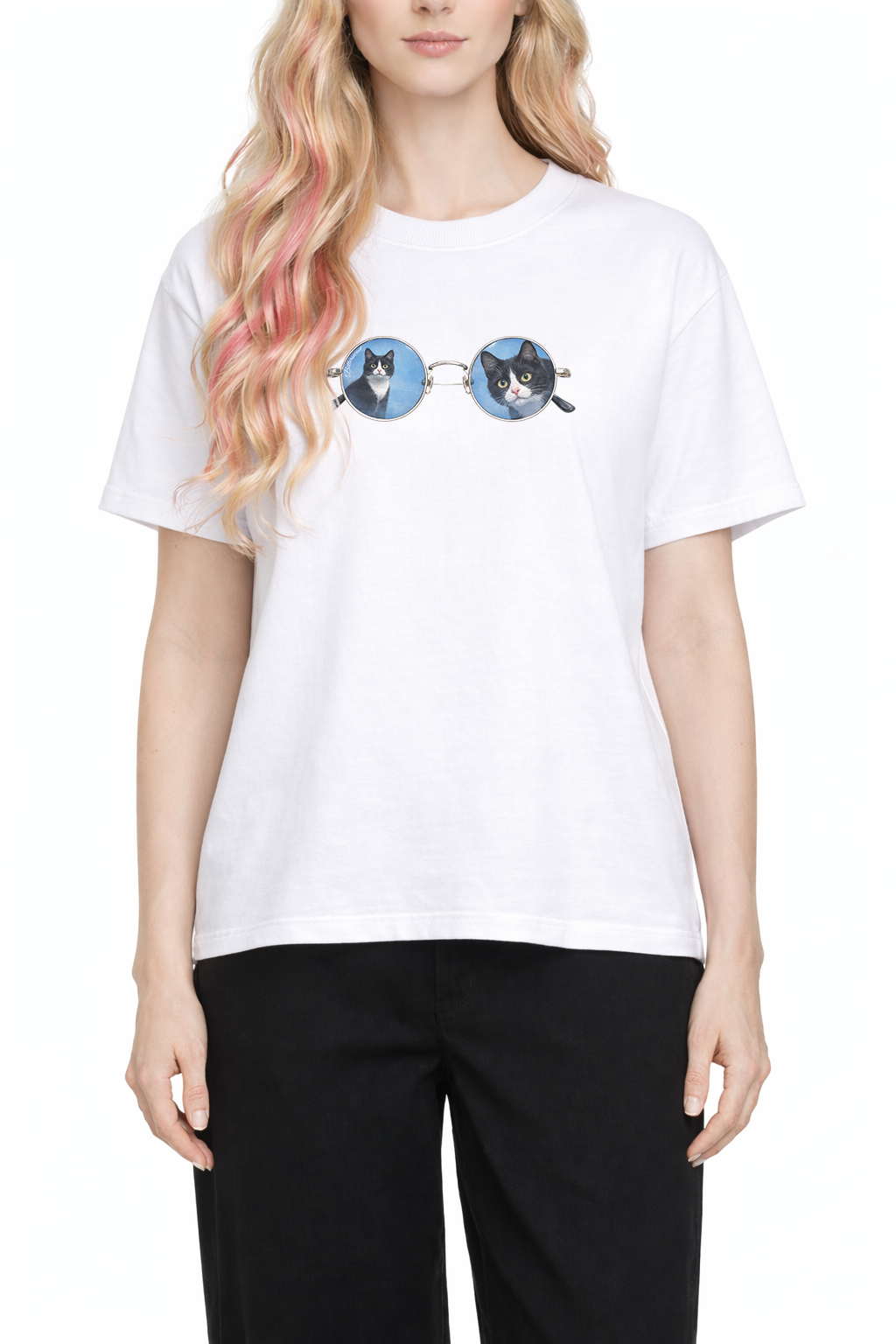 Retro Cat Graphic Tee – Tuxedo Cat Graphic Printed Heavy Cotton Comfort T-Shirt