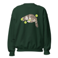 Forest green sweatshirt with tennis cat graphic front view