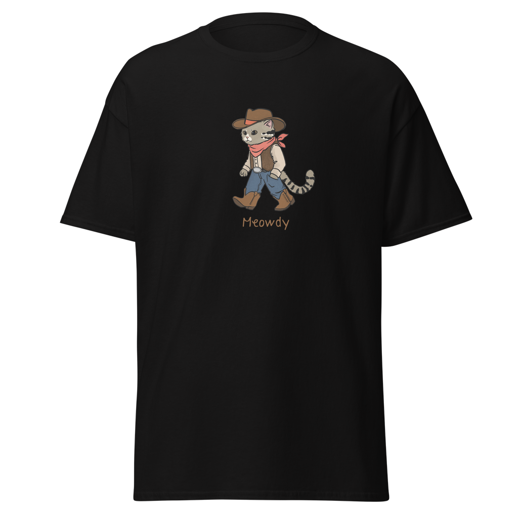 Meowdy funny western graphic tees, western cat cowboy graphic tee