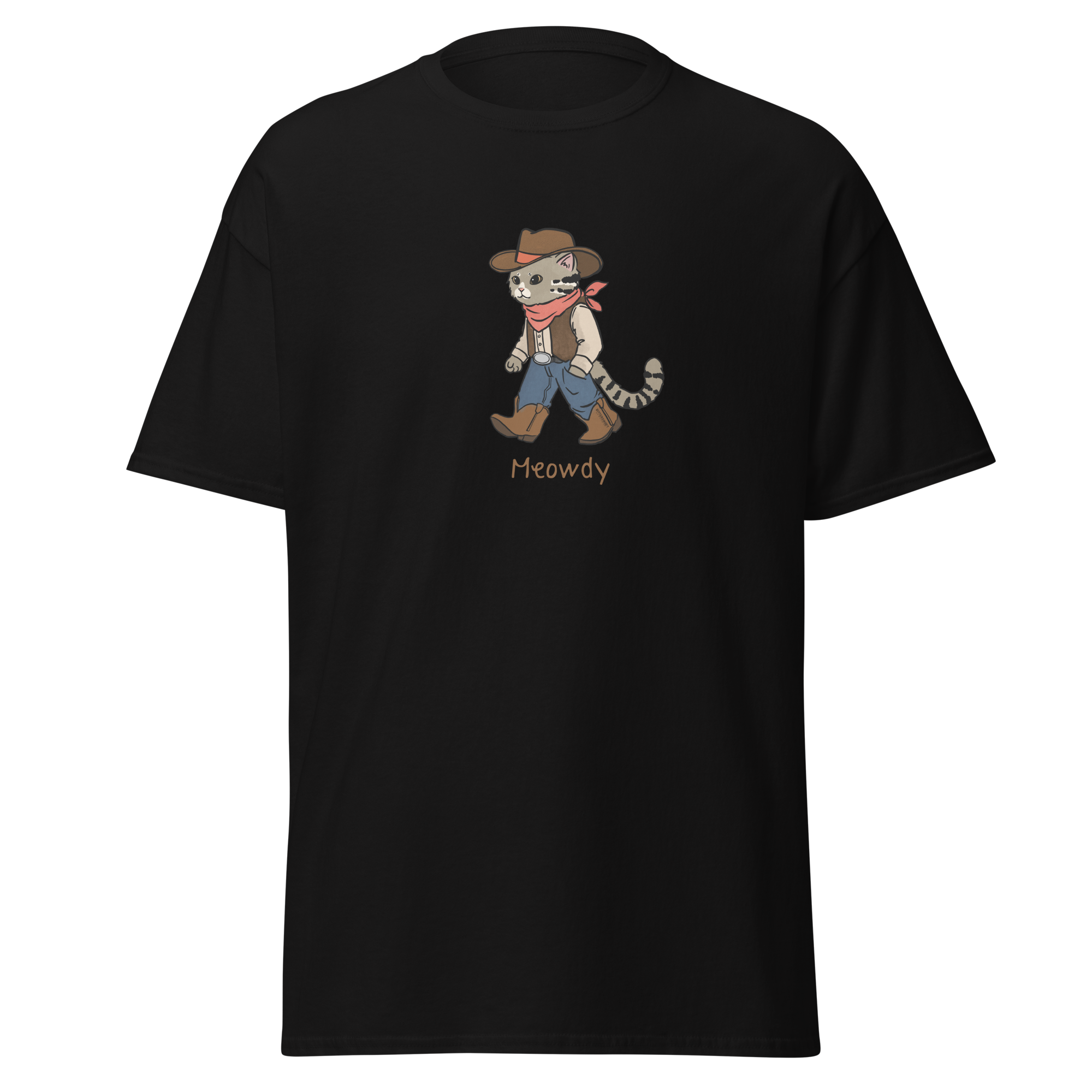 Meowdy funny western graphic tees, western cat cowboy graphic tee