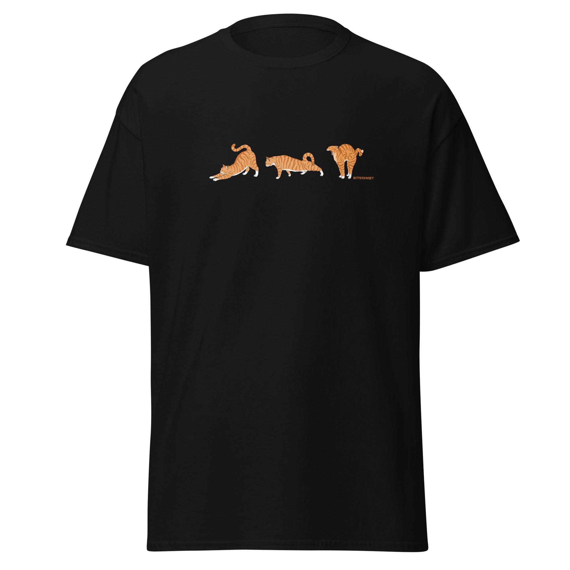 Orange Cat Stretch Graphic T-Shirt – Cute Minimal Cat Lover Tee Minimal aesthetic