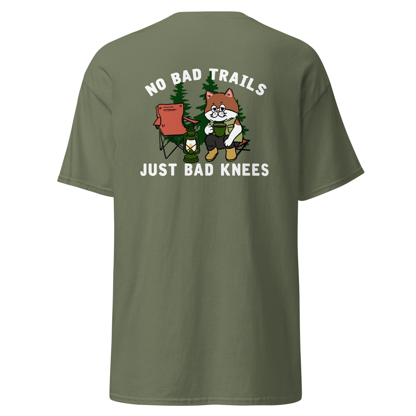 Hiking funny graphic tees, no bad trails just bad knees