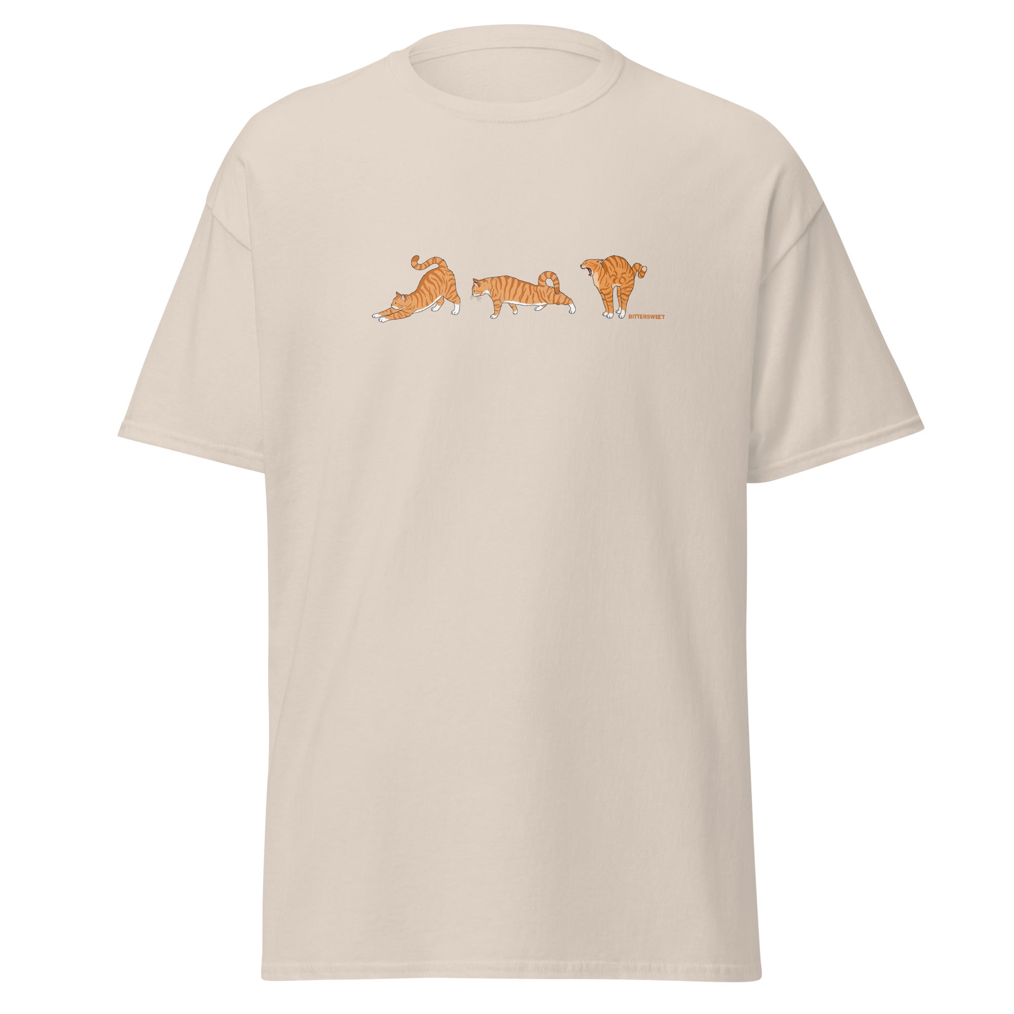 Orange Cat Stretch Graphic T-Shirt – Cute Minimal Cat Lover Tee Minimal aesthetic