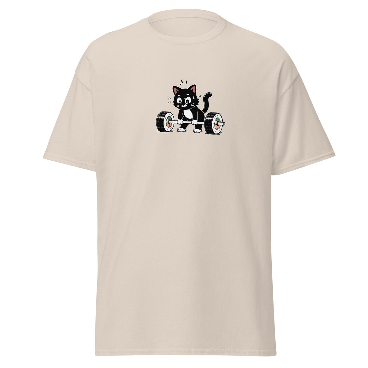 Sushi Deadlift Cat Tee – Funny Kawaii Gym Cat T-Shirt