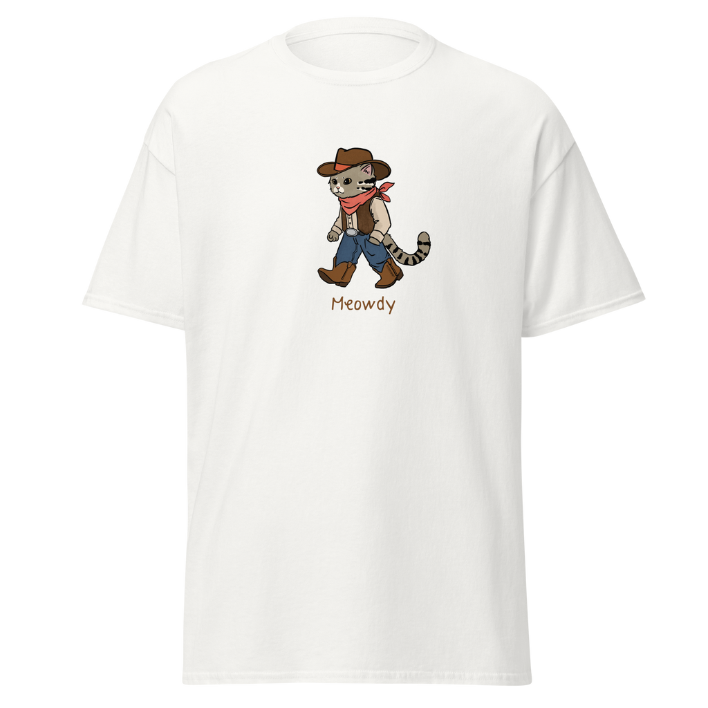 Meowdy funny western graphic tees, western cat cowboy graphic tee