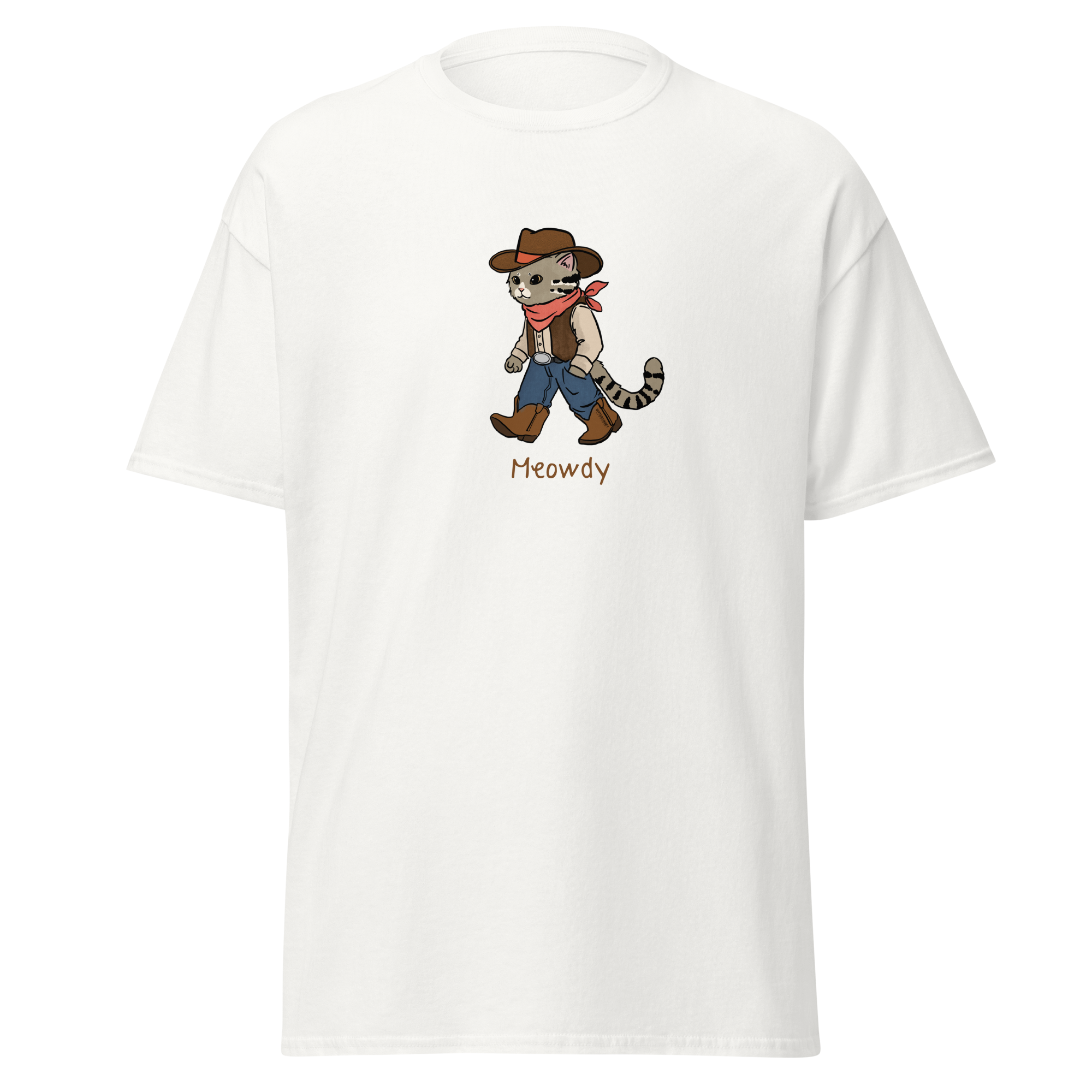 Meowdy funny western graphic tees, western cat cowboy graphic tee