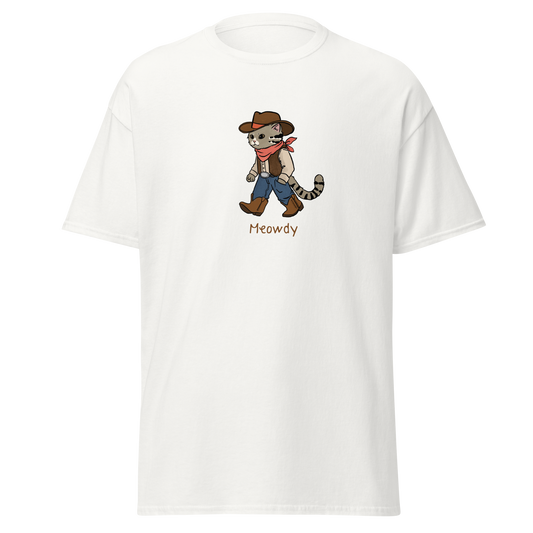 Meowdy funny western graphic tees, western cat cowboy graphic tee