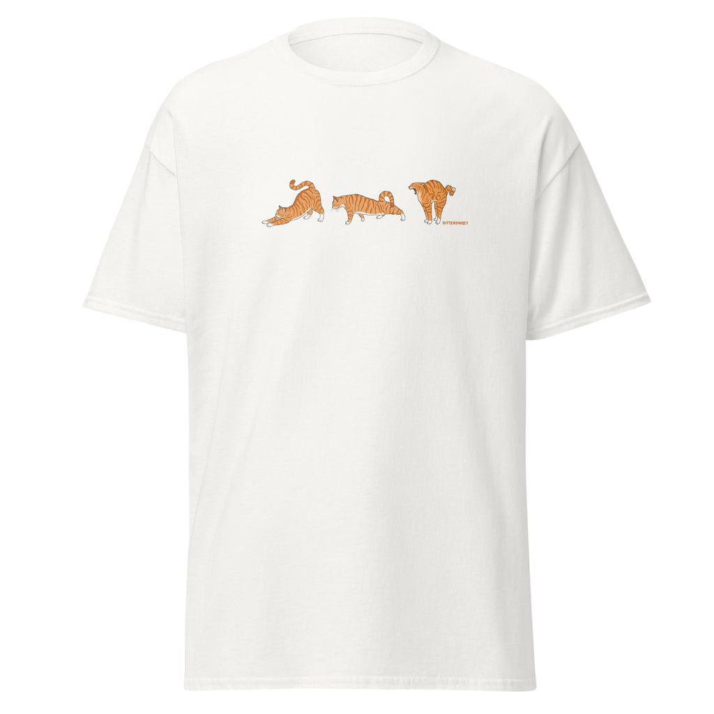 Orange Cat Stretch Graphic T-Shirt – Cute Minimal Cat Lover Tee Minimal aesthetic