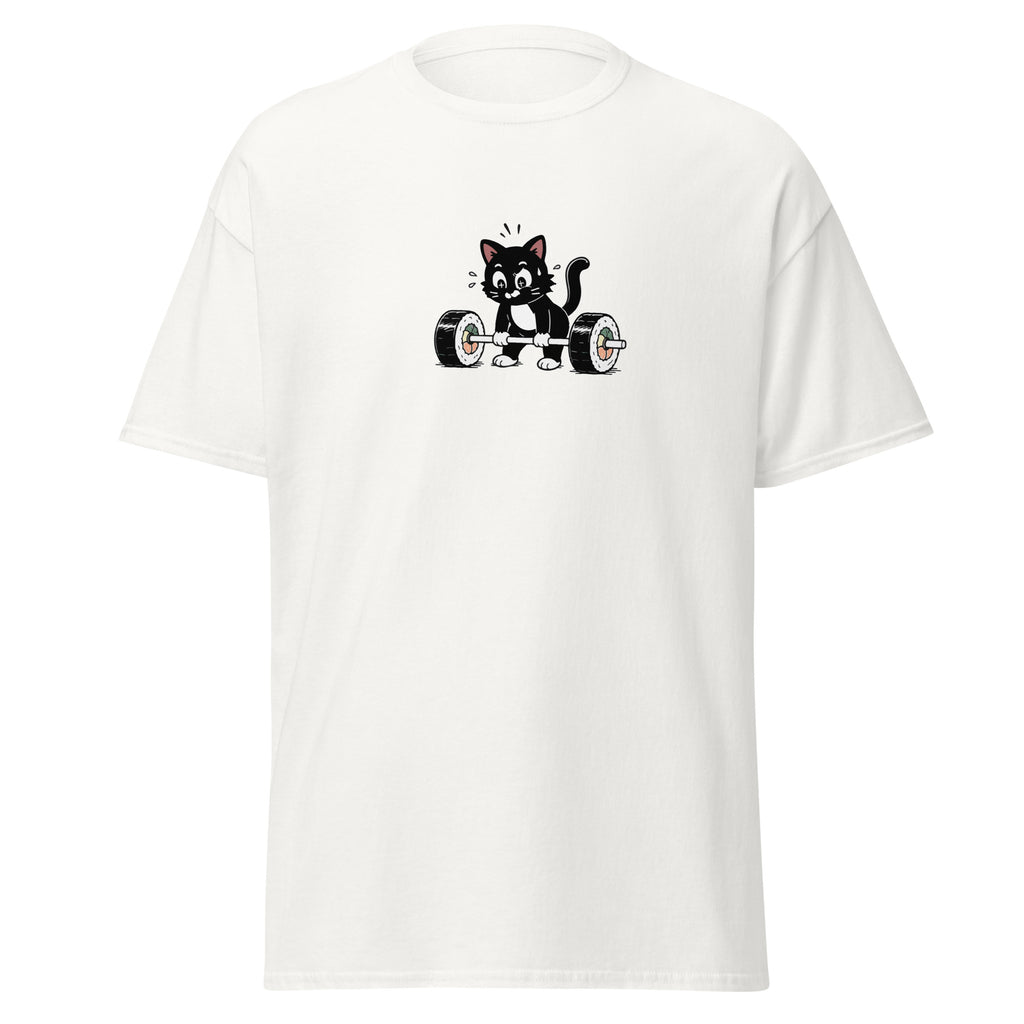 Sushi Deadlift Cat Tee – Funny Kawaii Gym Cat T-Shirt