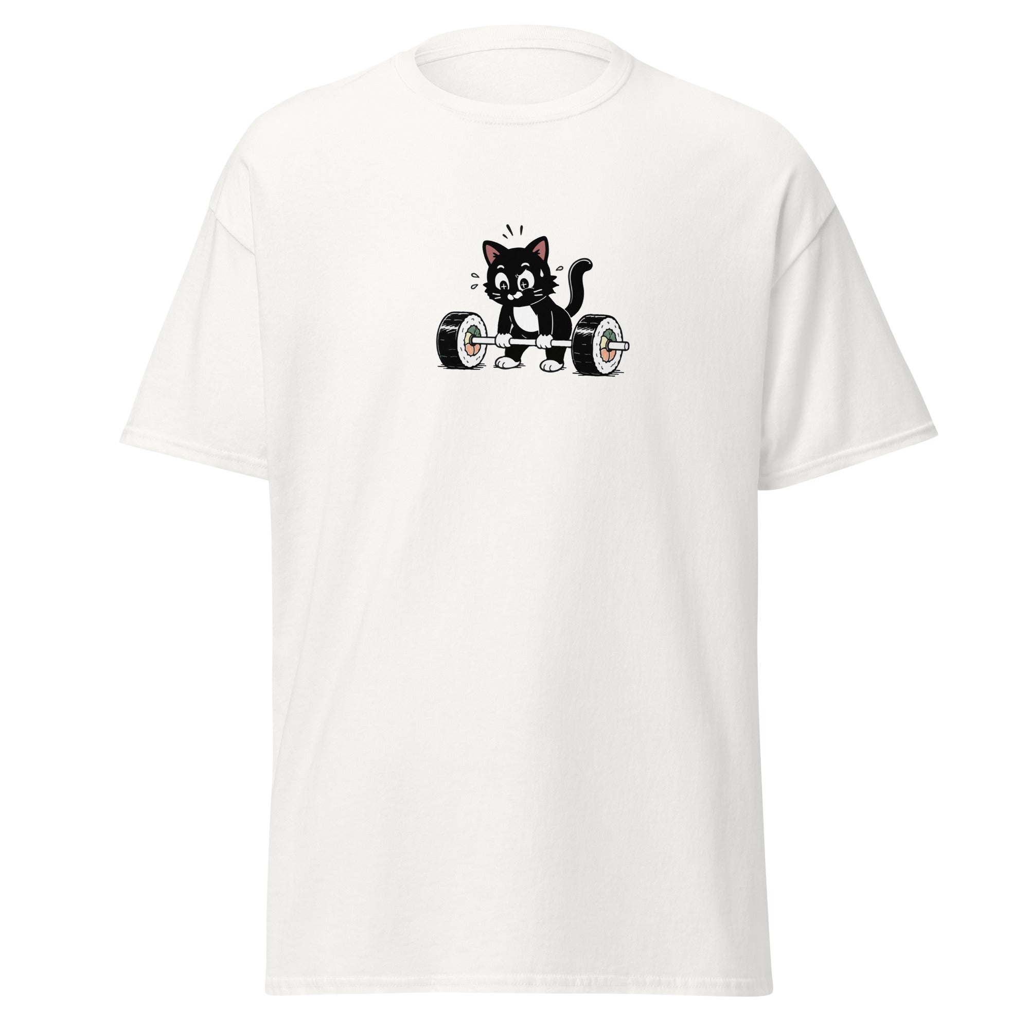 Sushi Deadlift Cat Tee – Funny Kawaii Gym Cat T-Shirt