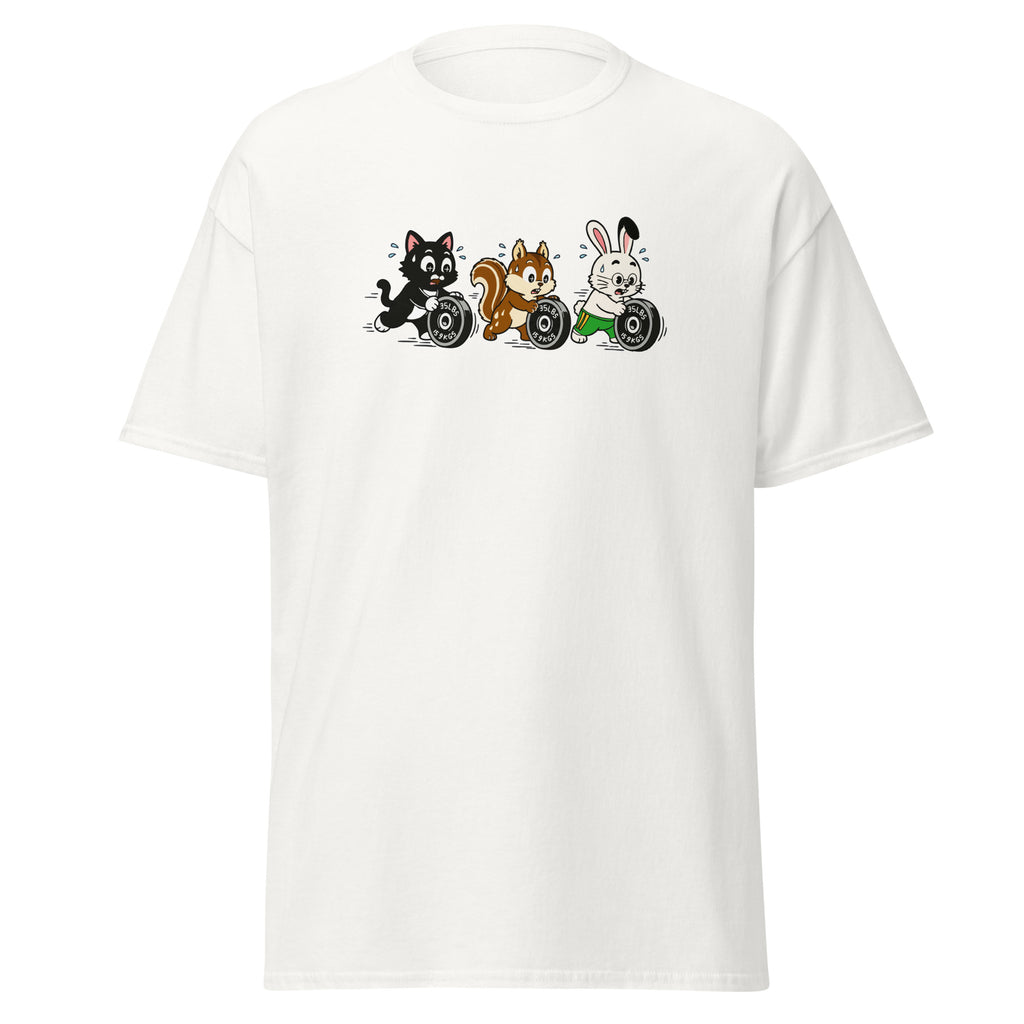 Unisex Lifters Animal Tee – Funny Gym Cat, Squirrel & Bunny Cotton T-Shirt